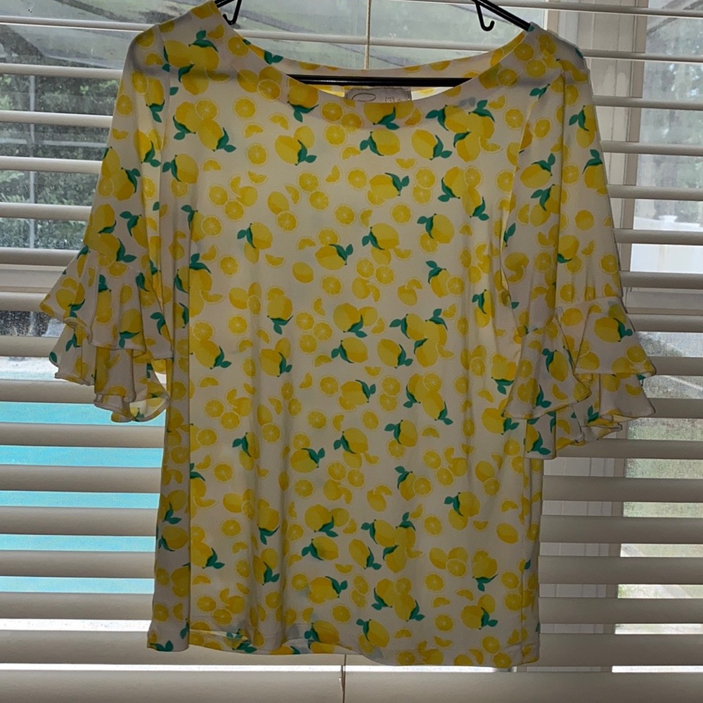 Cappagallo top sz small  designer lemon top gorgeous EUC